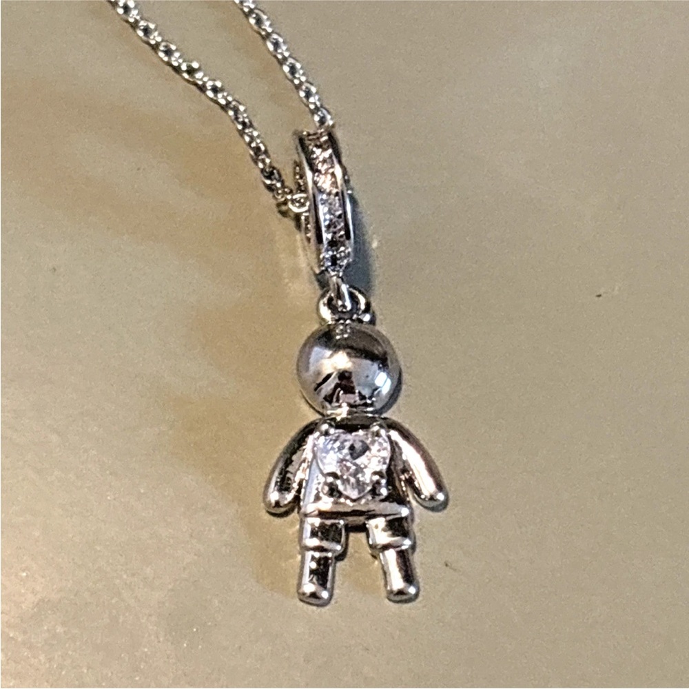 Silver CZ Heart Mom Necklace, 18k White Gold Plated, Mother’s Day Gift in Box - Picture 5 of 12